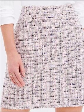 NWT LOFT A-Line Tweed Skirt - Pink and White